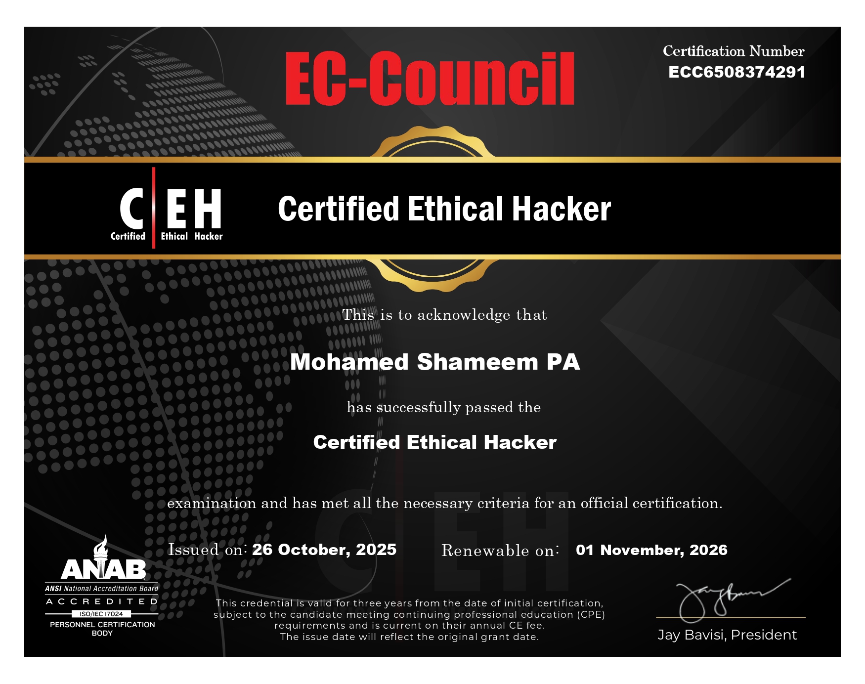 CEH v13 Certificate