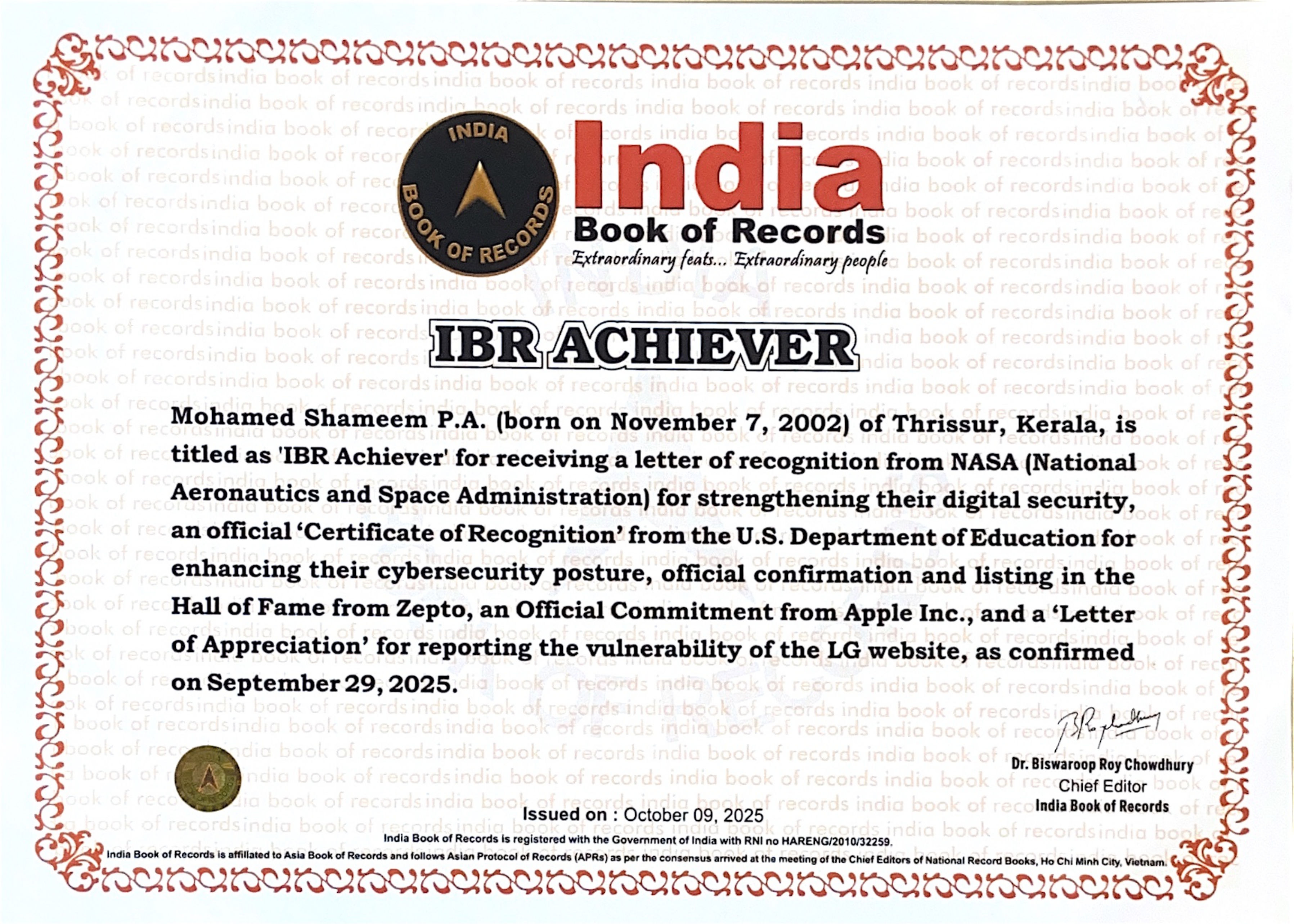 IBR Certificate